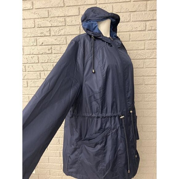 Catherines Women Navy Hooded Windbreaker Size 1X - Picture 9 of 12